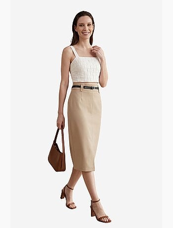 Midi kokerrok met hoge taille en split my fashion