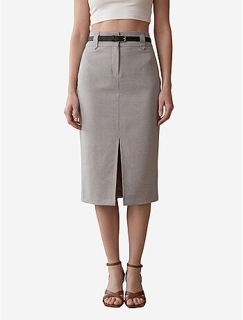 Midi kokerrok met hoge taille en split my fashion