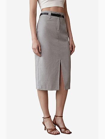Midi kokerrok met hoge taille en split my fashion