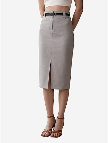 Midi kokerrok met hoge taille en split my fashion