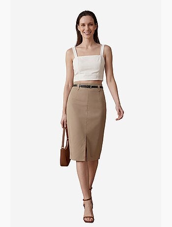 Midi kokerrok met hoge taille en split my fashion