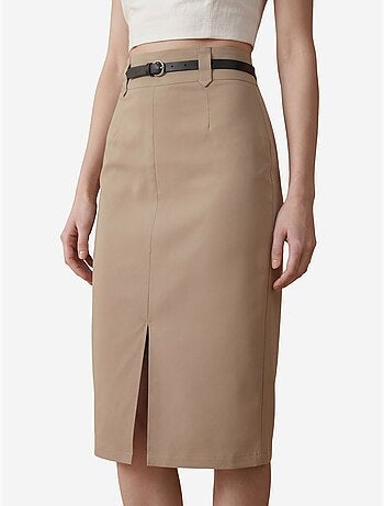 Midi kokerrok met hoge taille en split my fashion