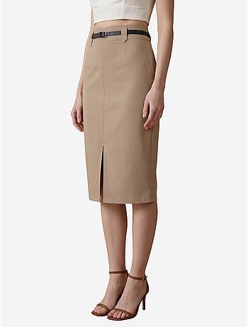 Midi kokerrok met hoge taille en split my fashion