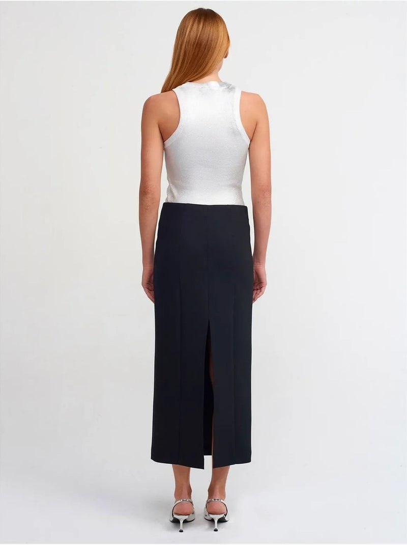 Midi kokerrok met hoge taille Zwart - Kiabi