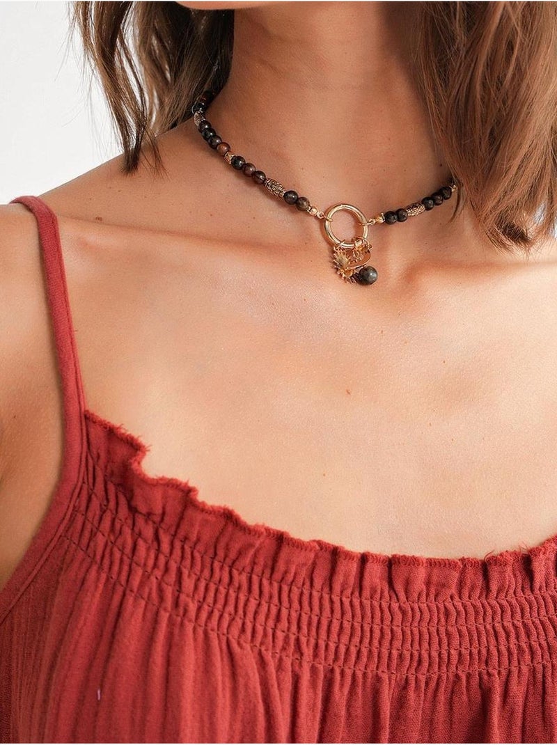 Midi mousseline jurk met ruchesdetail mixray Donkerrood - Kiabi