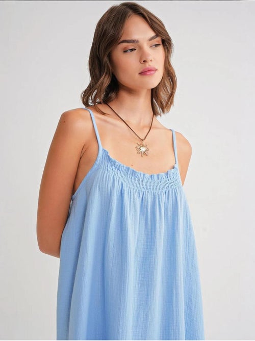 Midi mousseline jurk met ruchesdetail mixray - Kiabi Midi mousseline jurk met ruchesdetail mixray - Kiabi
