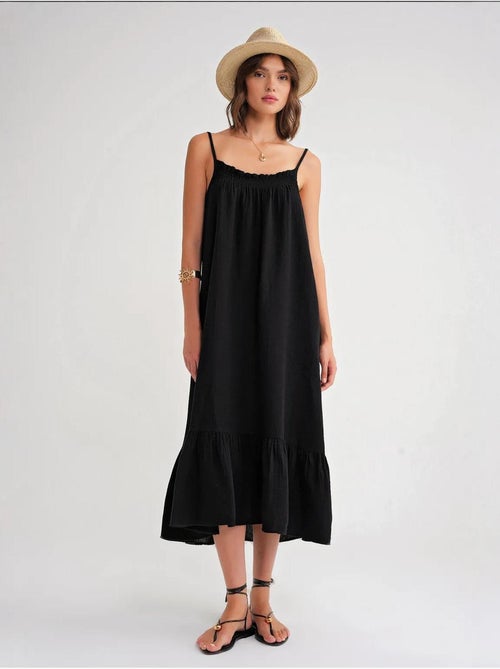 Midi mousseline jurk met ruchesdetail mixray - Kiabi Midi mousseline jurk met ruchesdetail mixray - Kiabi