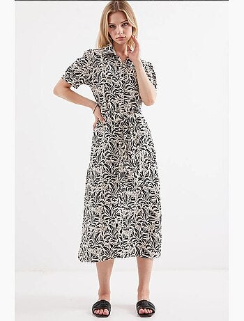 Midi overhemdjurk met zebraprint en ceintuur bdart