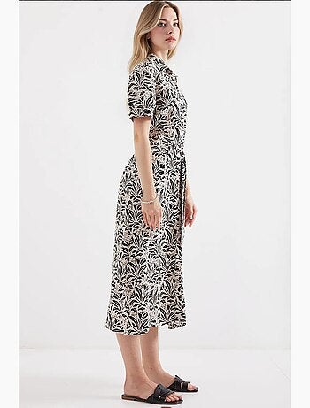 Midi overhemdjurk met zebraprint en ceintuur bdart