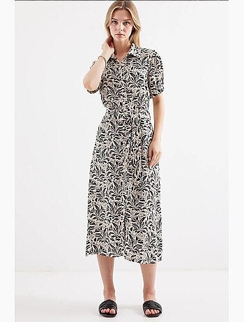 Midi overhemdjurk met zebraprint en ceintuur bdart