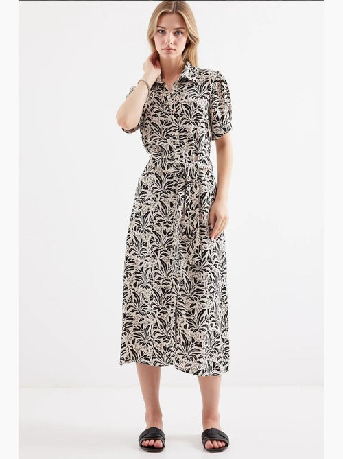Midi overhemdjurk met zebraprint en ceintuur bdart - Kiabi Midi overhemdjurk met zebraprint en ceintuur bdart - Kiabi