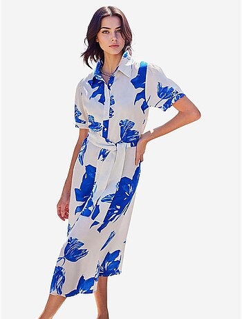 Midi overhemdjurk met zebraprint en ceintuur bdart