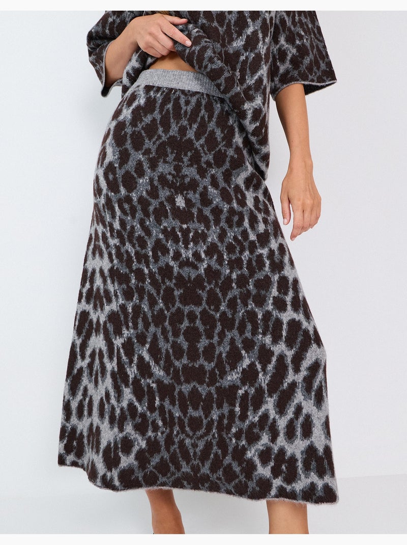 Midi-rok met dierenprint, mo fashion Grijs - Kiabi