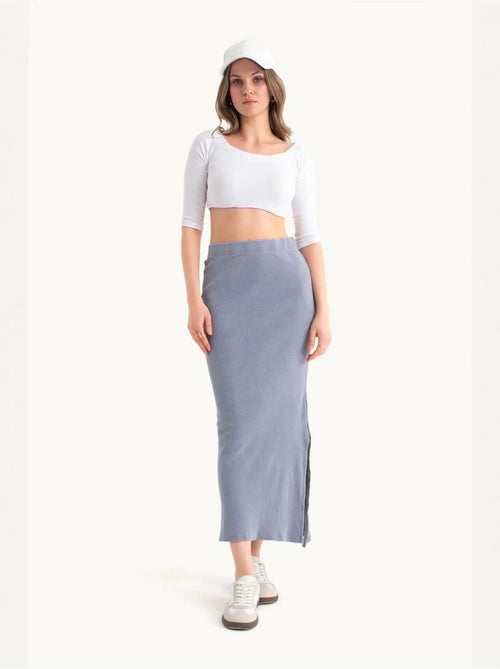 Midi-rok met elastische taille en gemiddelde taille hiccup - Kiabi Midi-rok met elastische taille en gemiddelde taille hiccup - Kiabi