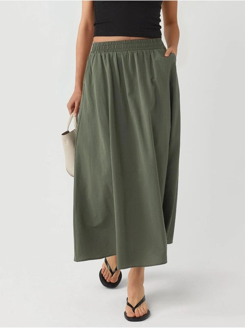 Midi-rok met elastische taille en zakken busem - Kiabi Midi-rok met elastische taille en zakken busem - Kiabi