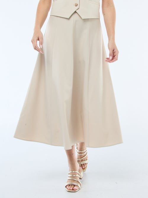 Midi rok met plooien en uitlopend model - Kiabi