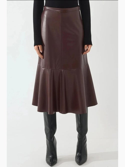 Midi-rok van imitatieleer met hoge taille hiccup - Kiabi Midi-rok van imitatieleer met hoge taille hiccup - Kiabi