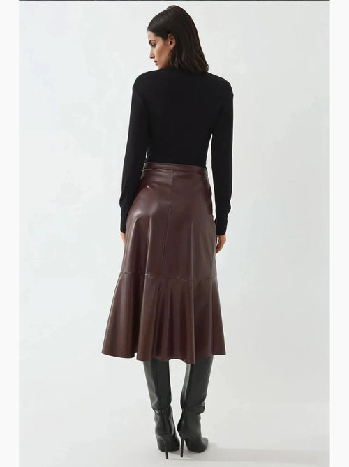 Midi-rok van imitatieleer met hoge taille hiccup - Kiabi Midi-rok van imitatieleer met hoge taille hiccup - Kiabi