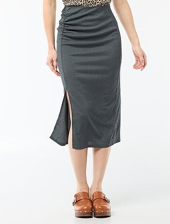 Midi rok van jerseytricot met textuur