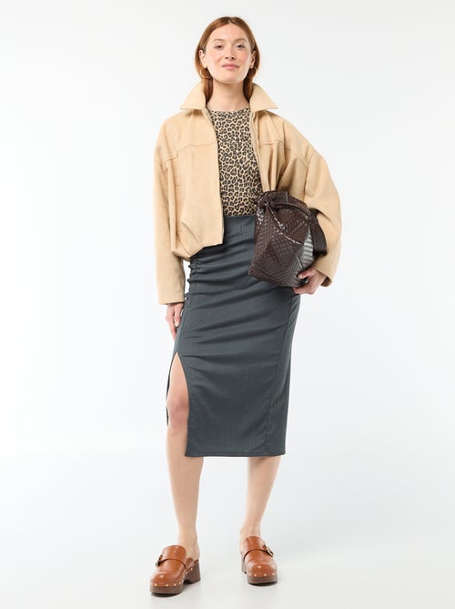 Midi rok van jerseytricot met textuur - Kiabi