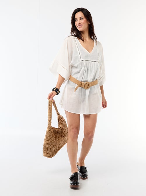 Midi strandjurk in effen kleur - Kiabi