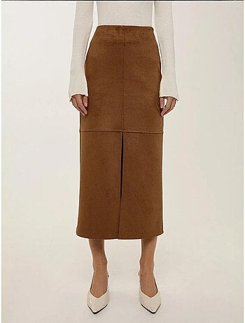 Midi suède rok met split