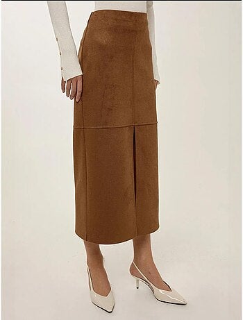 Midi suède rok met split