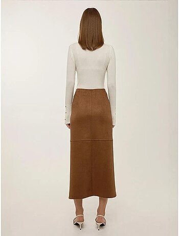 Midi suède rok met split