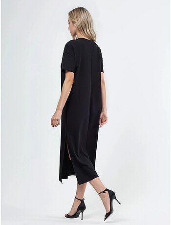 Midi t-shirt-jurk met ronde hals busem