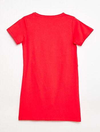 Midi T-shirtjurk met decoratieve knoop vooraan