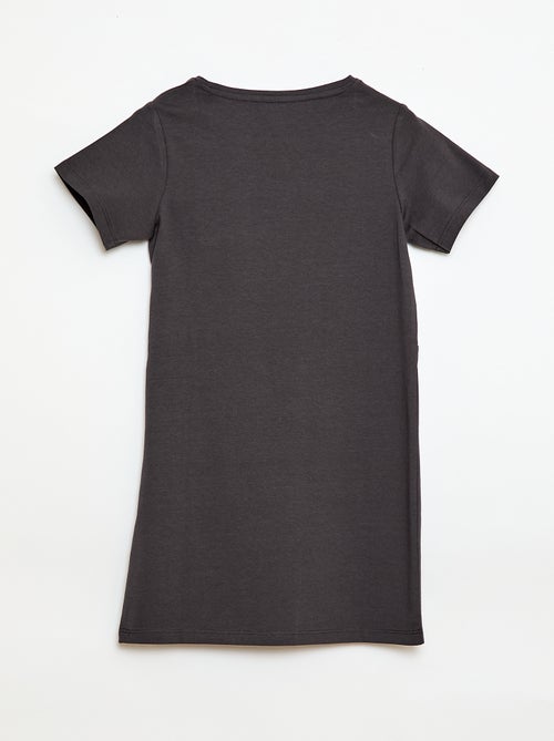 Midi T-shirtjurk met decoratieve knoop vooraan - Kiabi