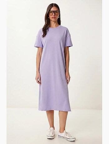 Midi t-shirtjurk van katoen met ronde hals istanbul