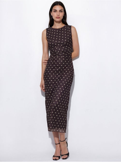 Midi tule jurk met polkadots en ronde hals - Kiabi Midi tule jurk met polkadots en ronde hals - Kiabi