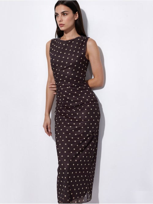 Midi tule jurk met polkadots en ronde hals - Kiabi Midi tule jurk met polkadots en ronde hals - Kiabi