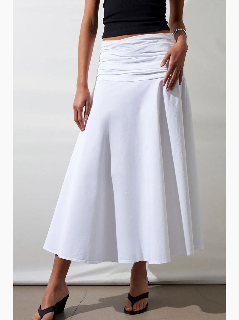 Midirok in a-lijn met hoge taille dilvin Wit - Kiabi