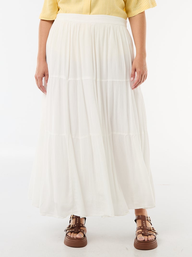 Midirok van crêpestof Wit - Kiabi