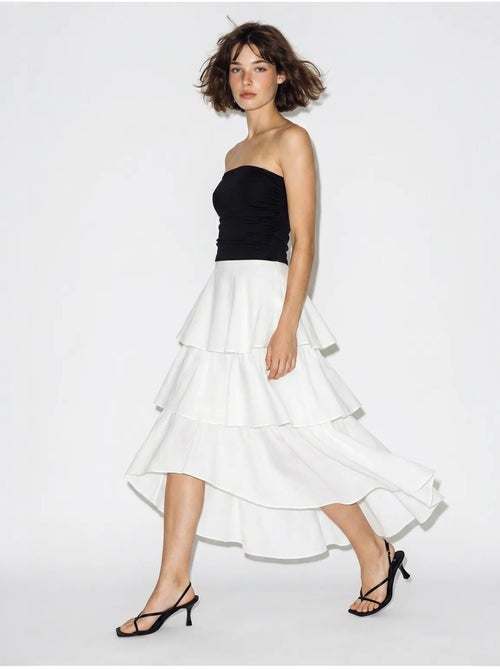 Midirok van katoenpopeline met hoge taille lucci - Kiabi Midirok van katoenpopeline met hoge taille lucci - Kiabi