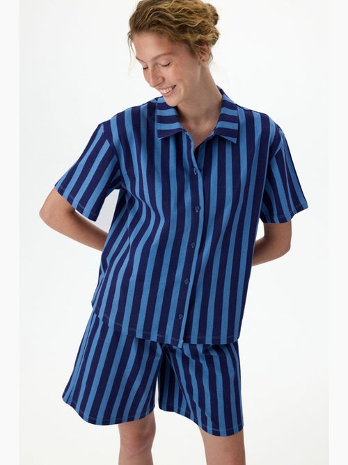 Midnight gestreepte pyjamaset met kortemouwenhemd en short penti - Kiabi Midnight gestreepte pyjamaset met kortemouwenhemd en short penti - Kiabi