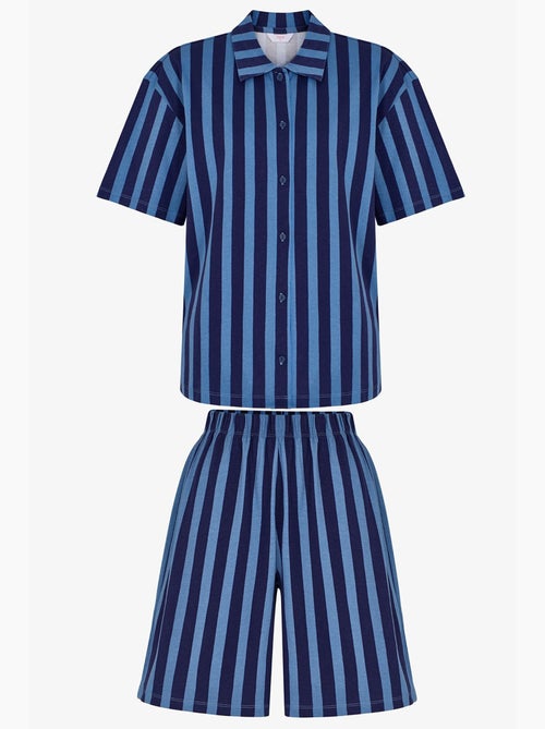 Midnight gestreepte pyjamaset met kortemouwenhemd en short penti - Kiabi Midnight gestreepte pyjamaset met kortemouwenhemd en short penti - Kiabi