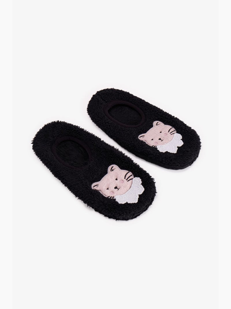 Midnight mood pantoffelsokken met kattenprint penti Zwart - Kiabi