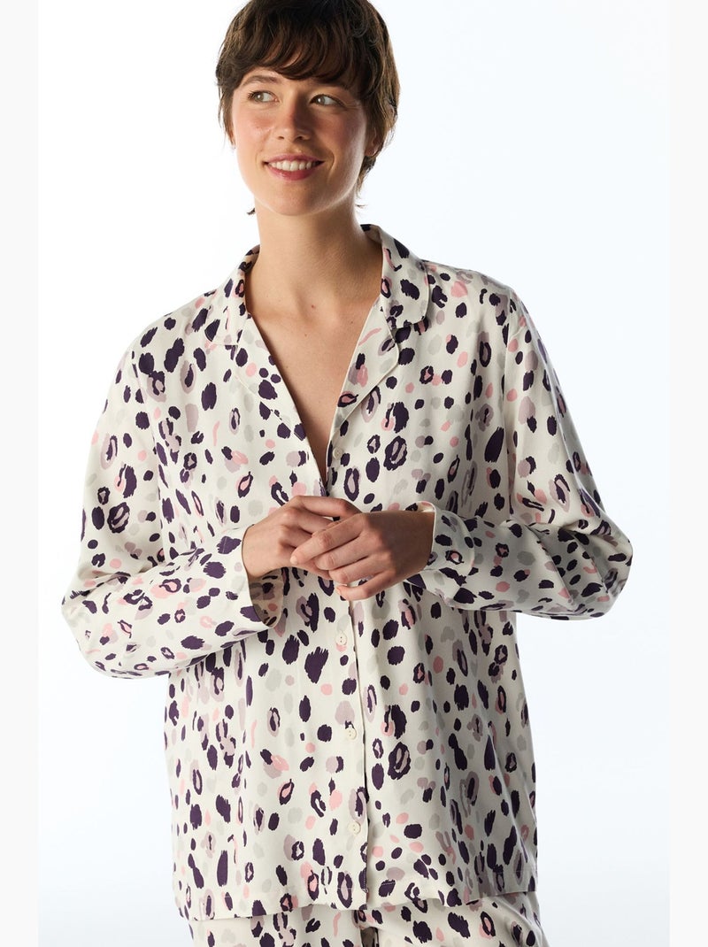 Midnight mood pyjamaset met hemd en lange broek penti Wit - Kiabi