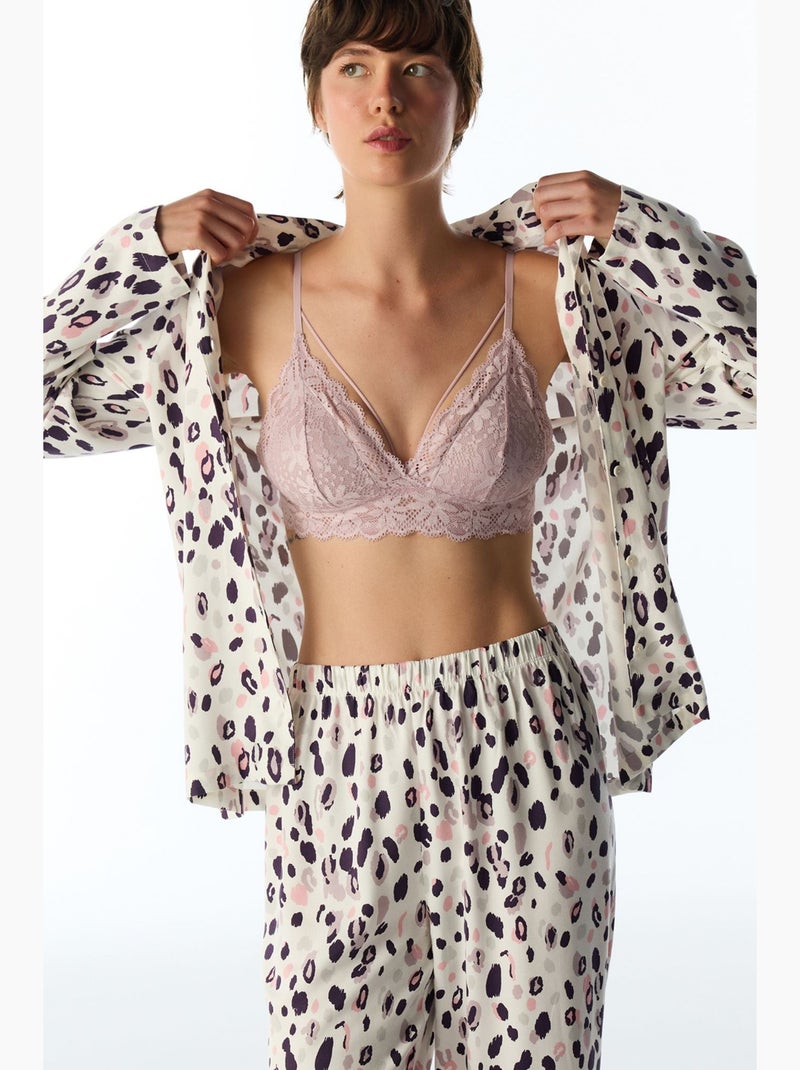 Midnight mood pyjamaset met hemd en lange broek penti Wit - Kiabi