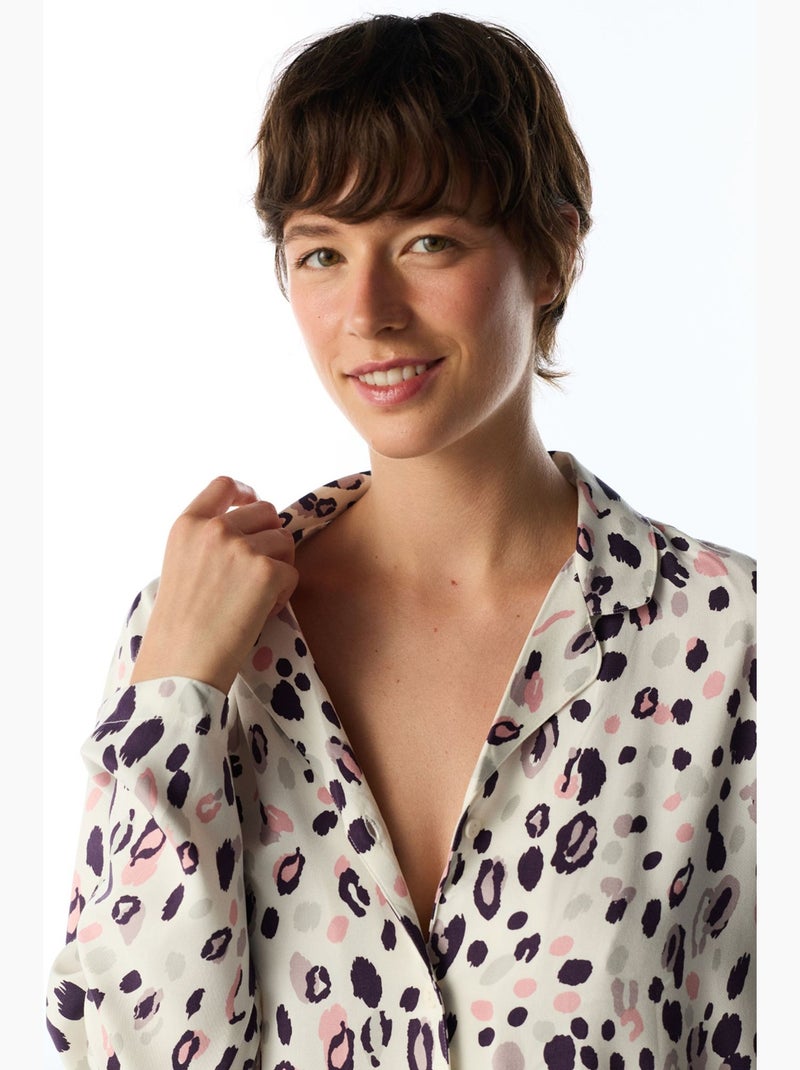 Midnight mood pyjamaset met hemd en lange broek penti Wit - Kiabi