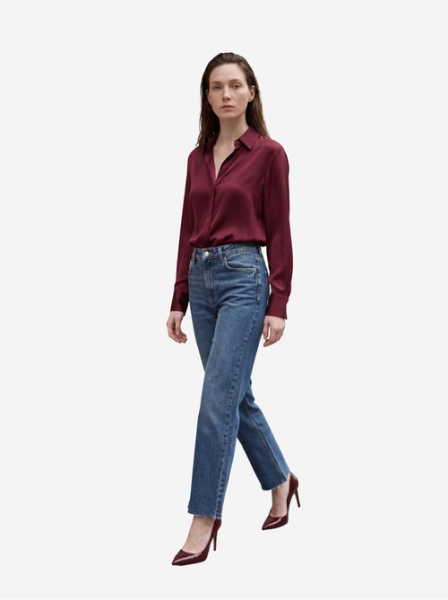 Mijn mode hoge taille, enkellange, rechte pijpen, spijkerbroek met zakken my fashion - Kiabi