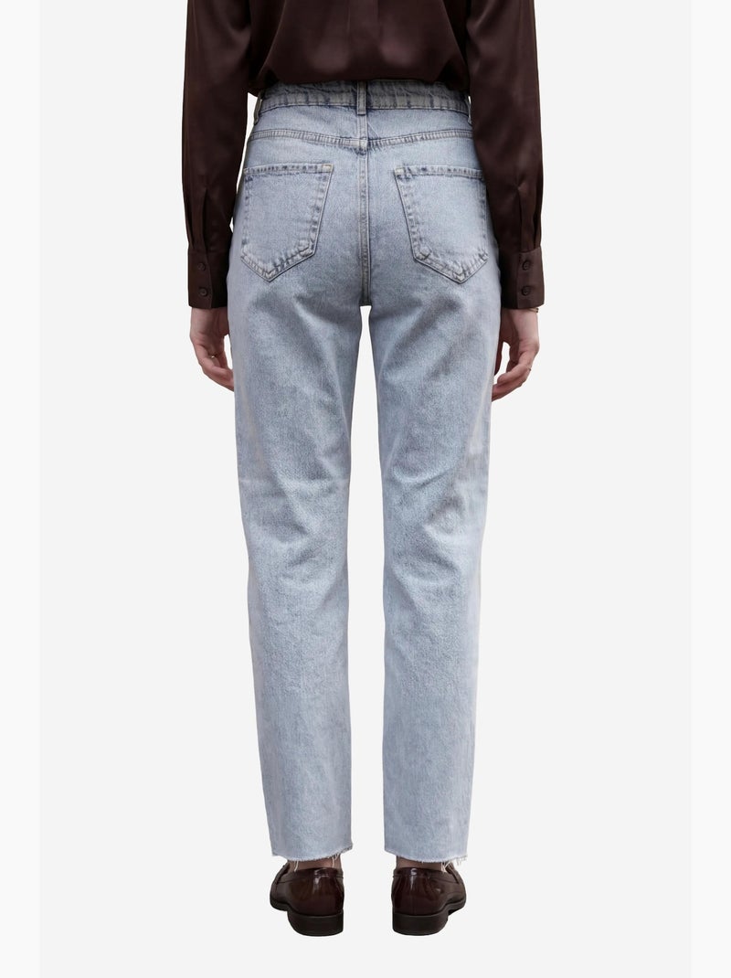 Mijn mode hoge taille, enkellange, rechte pijpen, spijkerbroek met zakken my fashion Lichtblauw - Kiabi