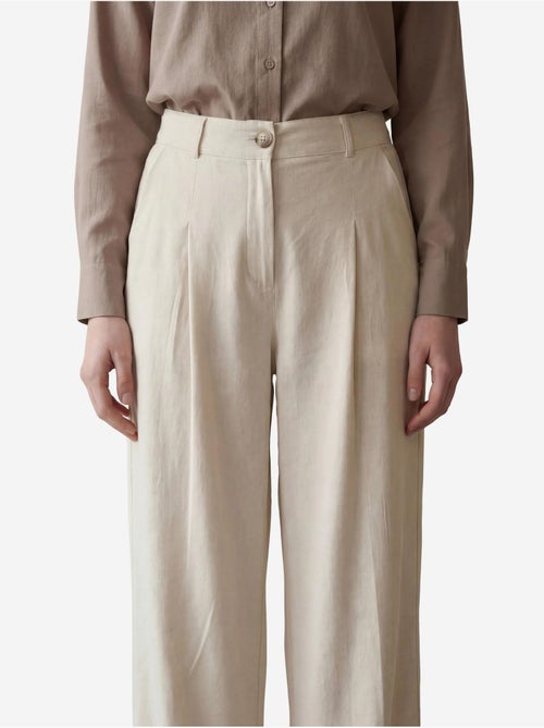 Mijn mode hoge taille geplooide wijde pijpen broek my fashion - Kiabi Mijn mode hoge taille geplooide wijde pijpen broek my fashion - Kiabi