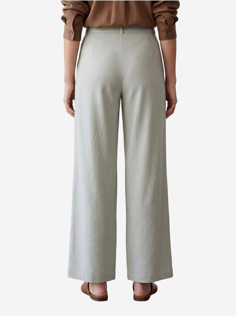 Mijn mode hoge taille geplooide wijde pijpen broek my fashion Pastelgroen - Kiabi