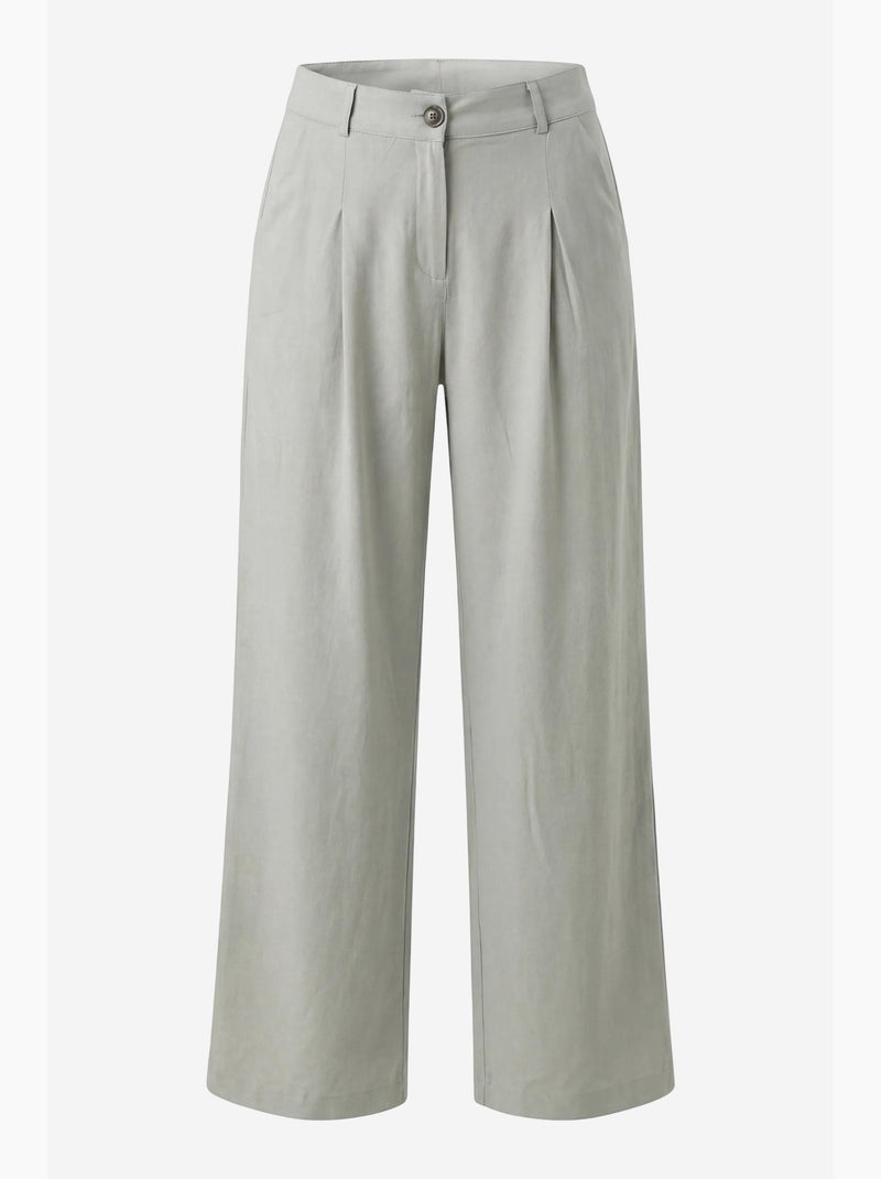 Mijn mode hoge taille geplooide wijde pijpen broek my fashion Pastelgroen - Kiabi