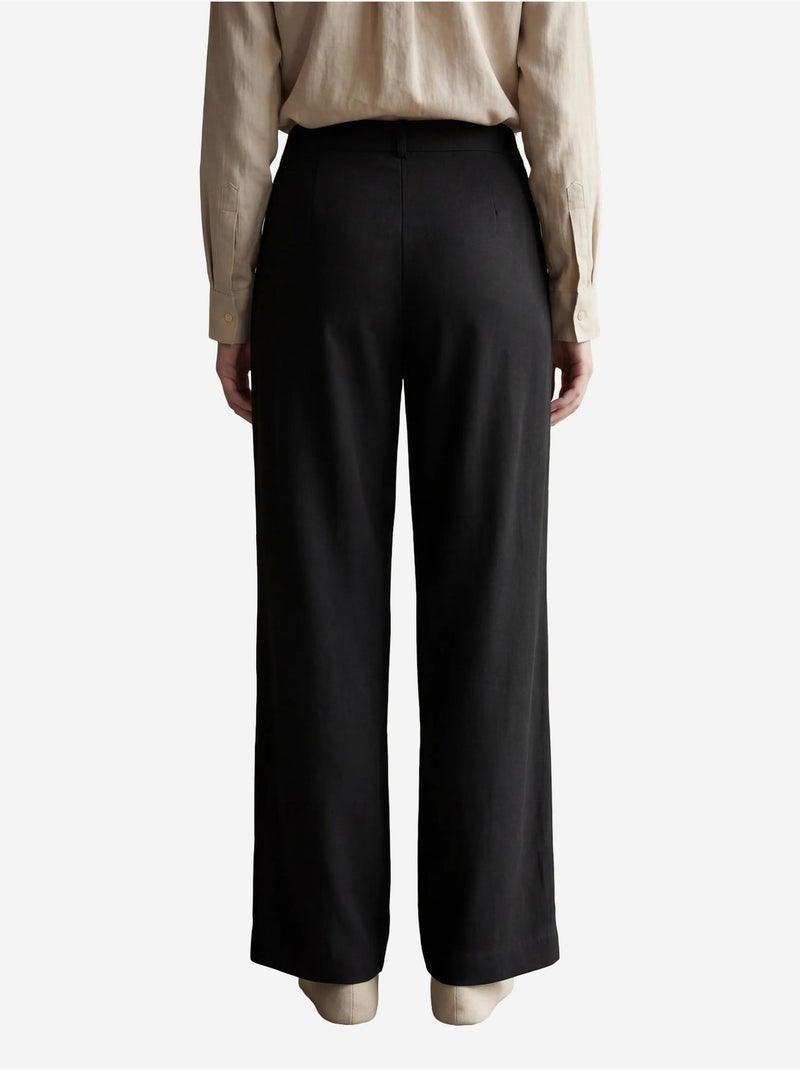 Mijn mode hoge taille geplooide wijde pijpen broek my fashion Zwart - Kiabi