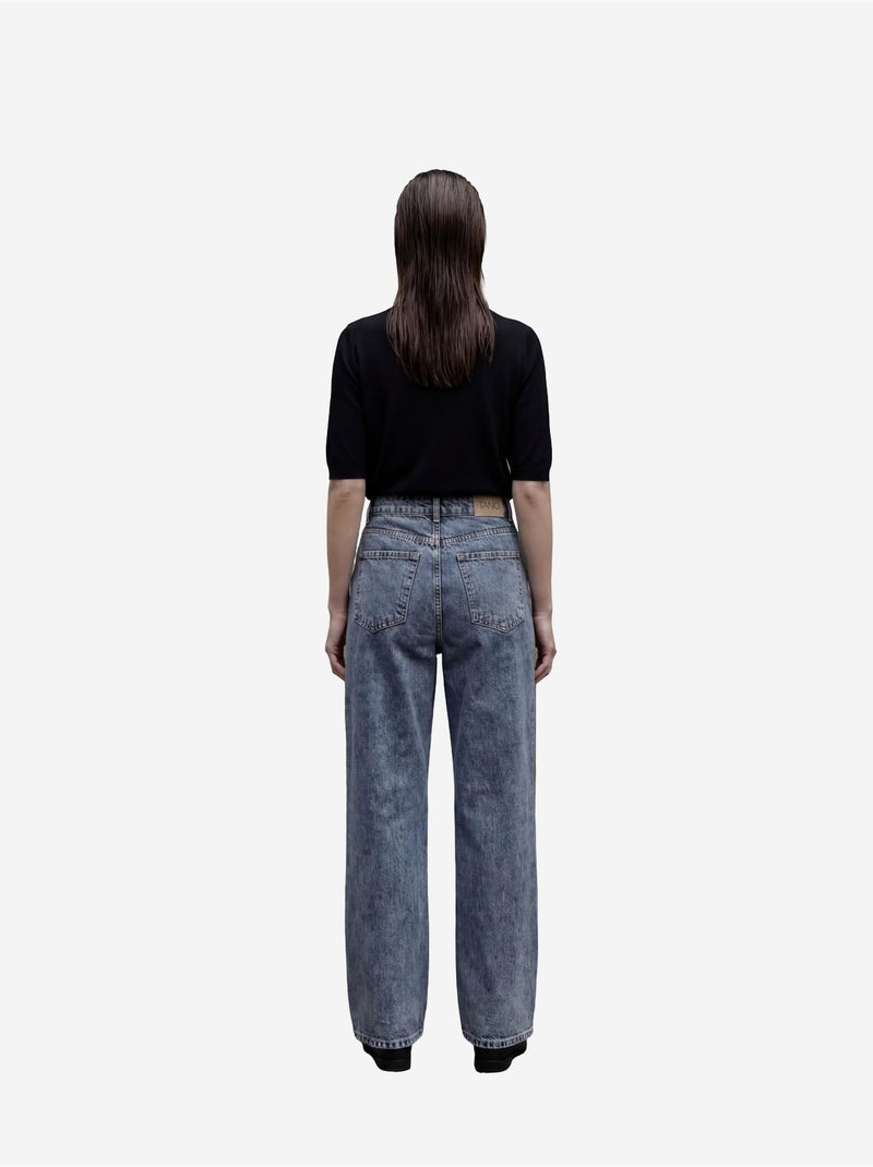 Mijn mode hoge taille, wijde pijpen, spijkerbroek met zakken my fashion Donkerblauw - Kiabi